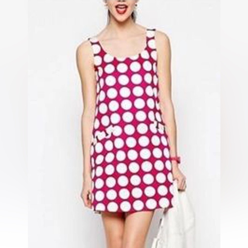 Love Moschino Pink and White Polka Dot Sleevless Mini Dress size US8